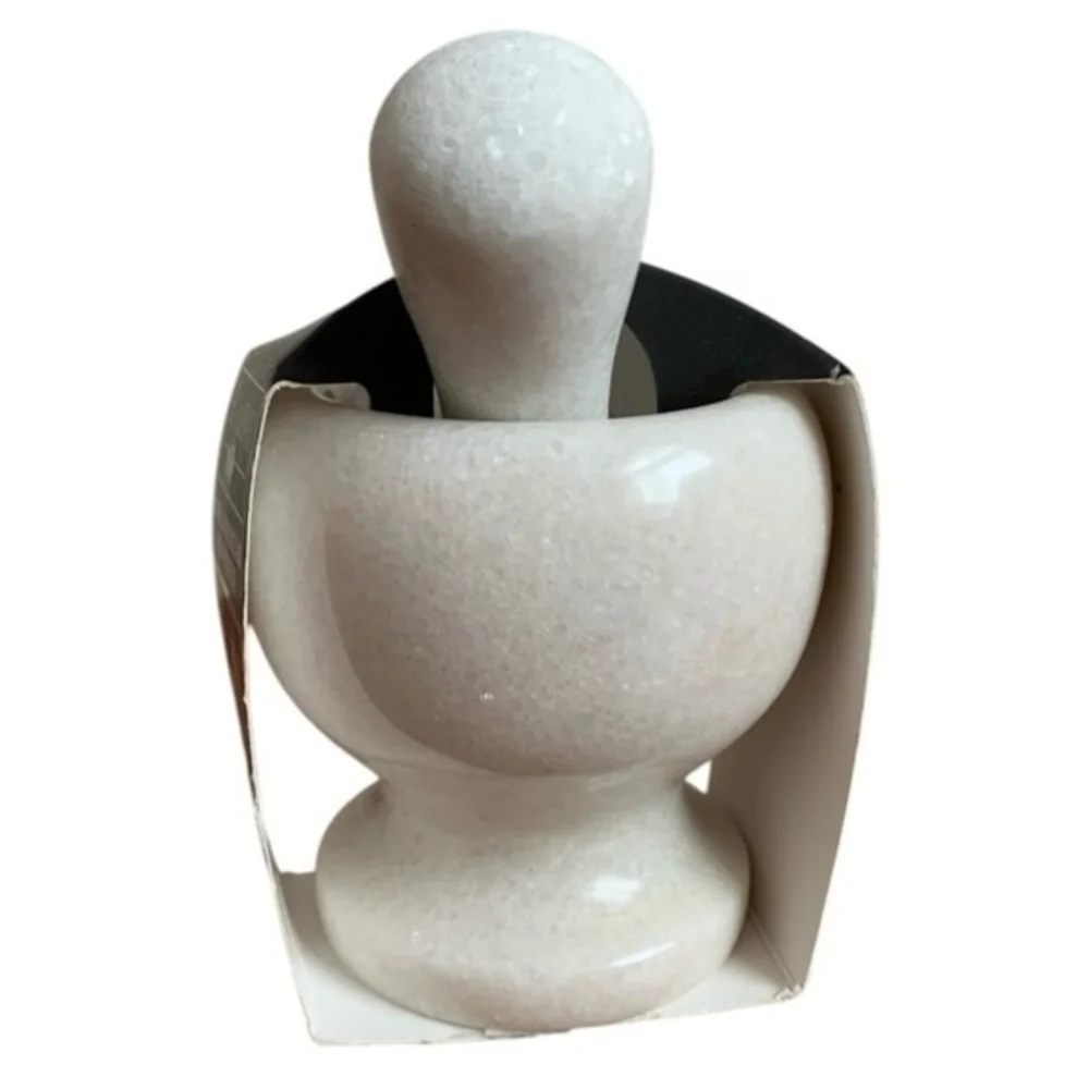 Bombay Natural White Marble Mortar Pestle Set 4